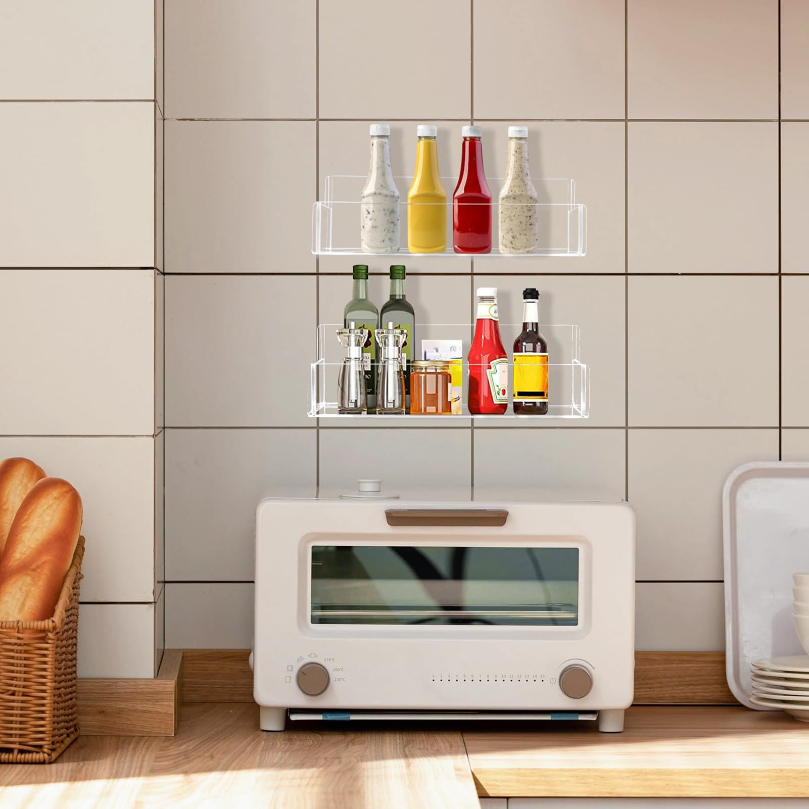 Set 4 Organizzatori Da Ante Per Cucina - Contenitori Autoadesivi Portaoggetti