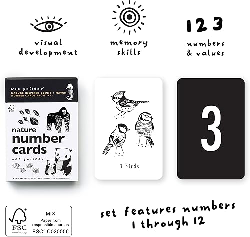 Miniatura 2 de Wee Gallery Juego de tarjetas de números de bambú y números de la naturaleza, juguetes educativos de aprendizaje para bebés, niños pequeños, niños