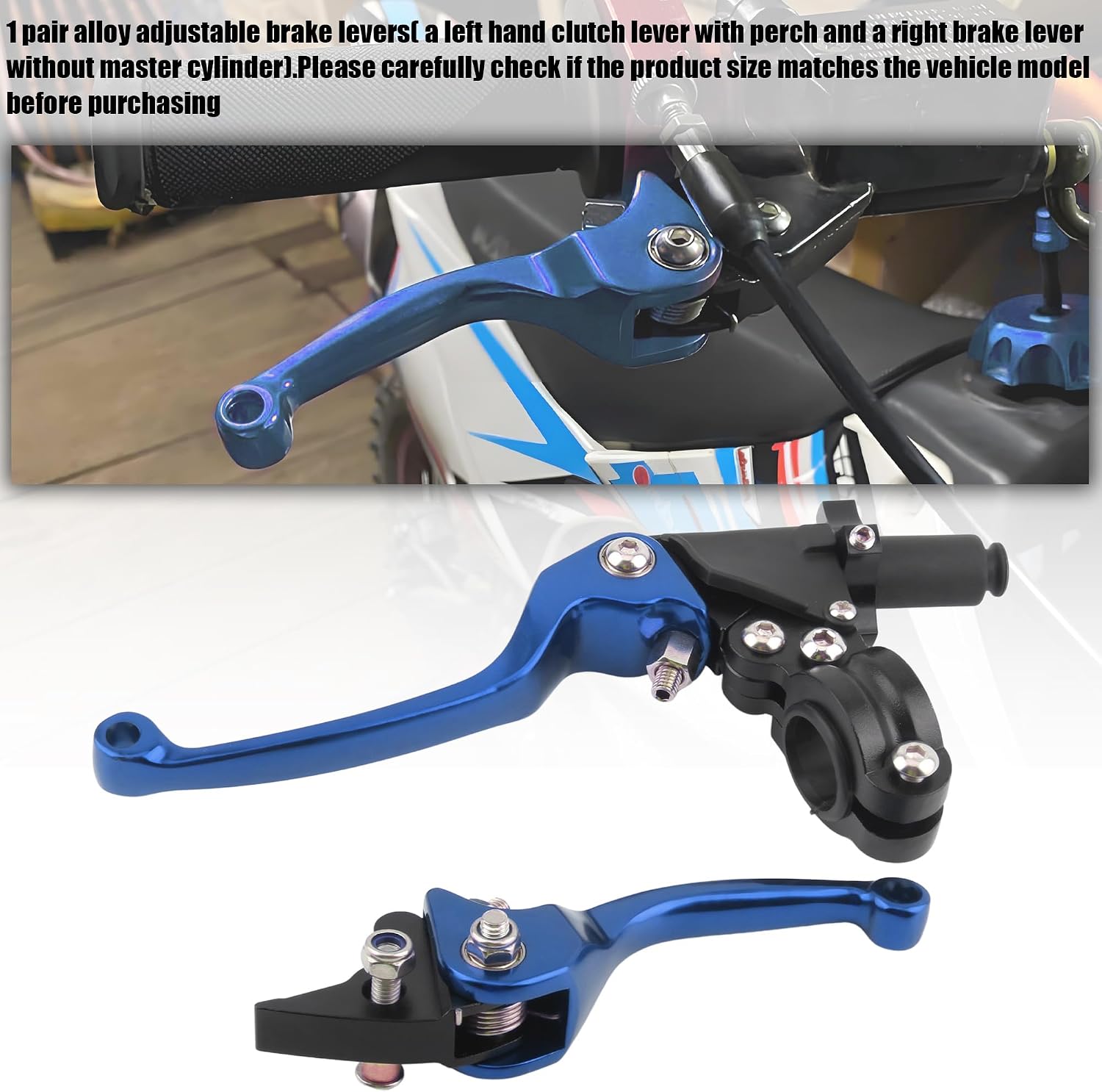 CNC Clutch Brake Lever Set，22mm 7/8 inch Folding Aluminum Clutch Brake Lever for 110cc 125cc 140cc TTR 125cc SSR ATV Pit Dirt Bike Motocross（Blue）