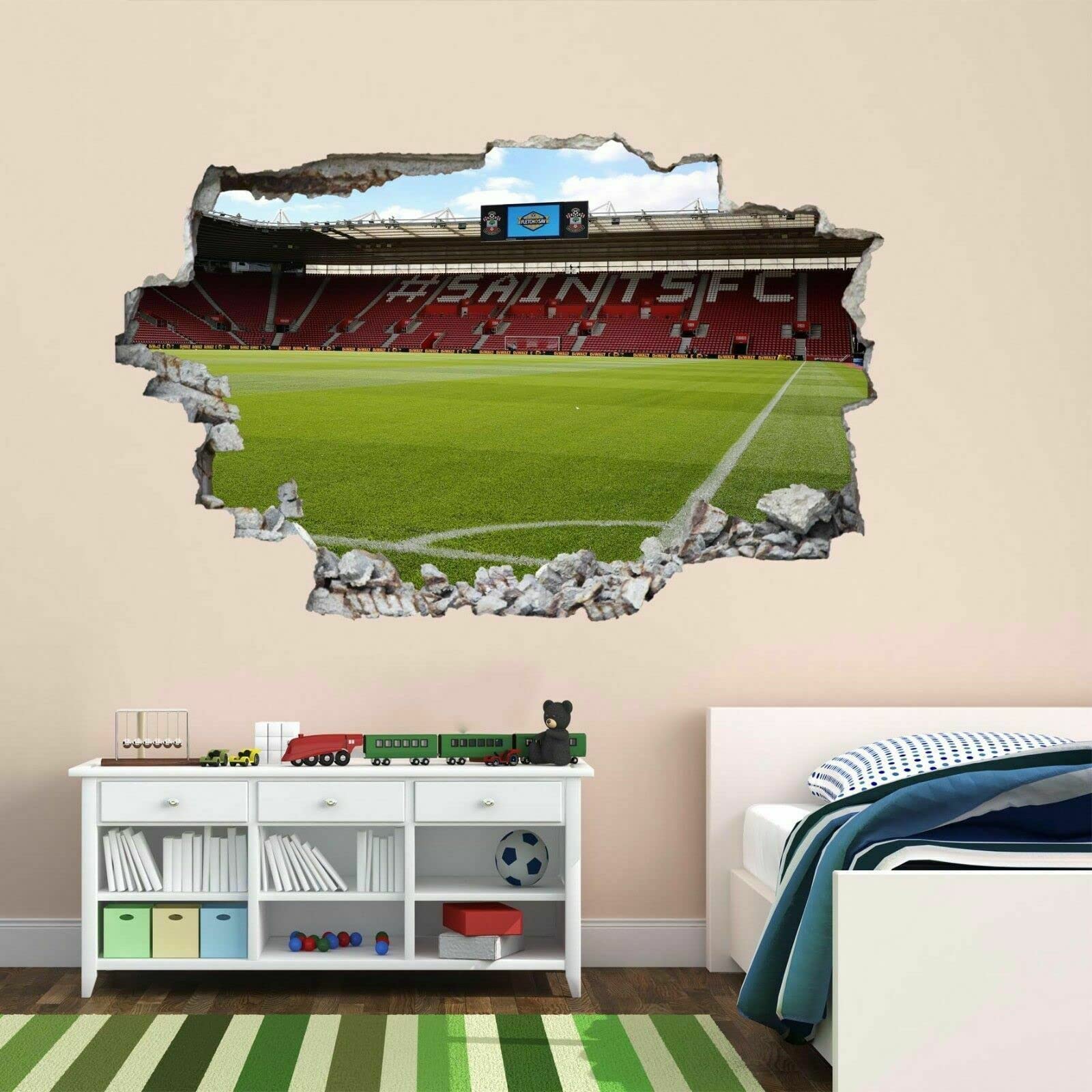 Football Stadium Southampton 3D Wall Sticker Mural Decal Kids Bedroom Deco