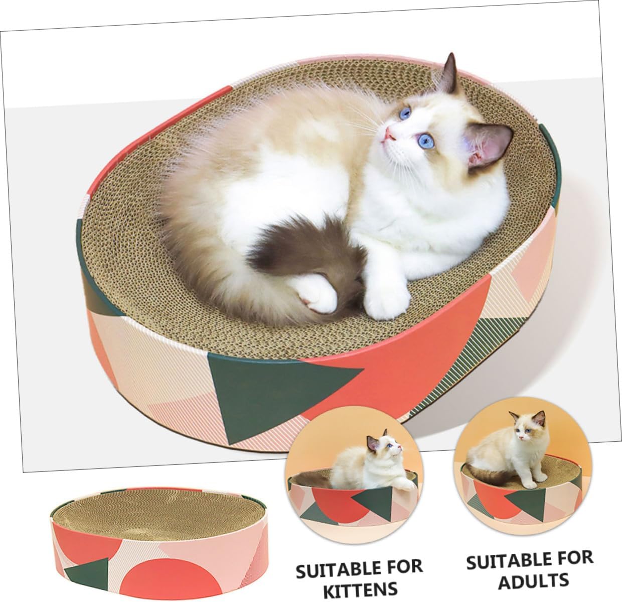 Oval Corrugated Cardboard Cat Scratcher Pad Sturdy Cat Scratching Lounge Bed Kitten Corrugated Scratching Furniture Protector