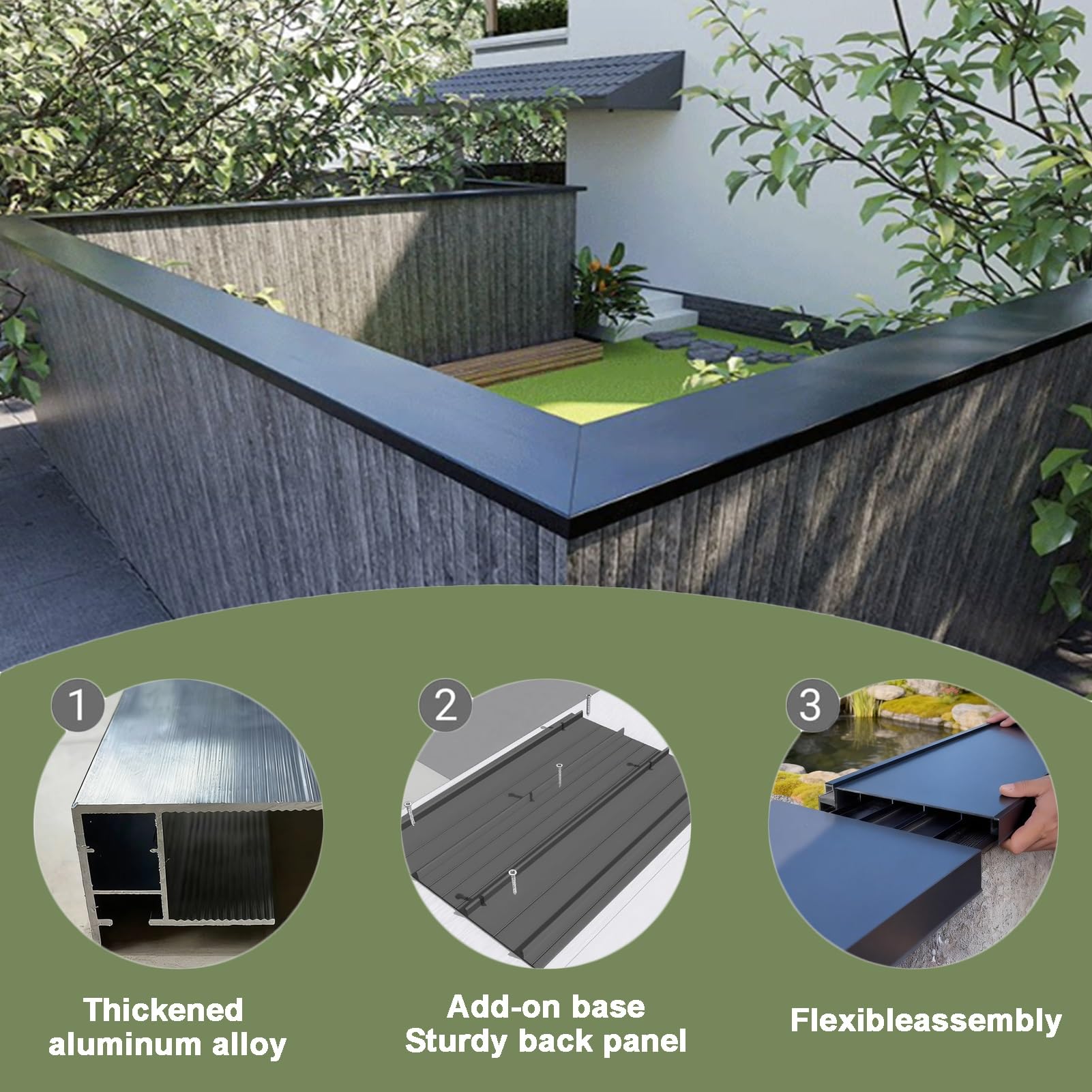 Aluminium Mauerabdeckung Mit Tropfkante, 0,2 Cm, Wandabdeckung Mit LED-Kanal, Anpassbarer Regenschutz Für Stützmauer, Balkon, Fenster, 13-30,5 Cm