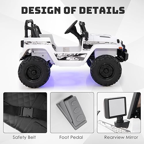 Miniatura 68 de OLAKIDS Camión de paseo para niños, vehículo eléctrico de 12 V con control remoto, automóvil para niños pequeños a batería con música, bocina, 3