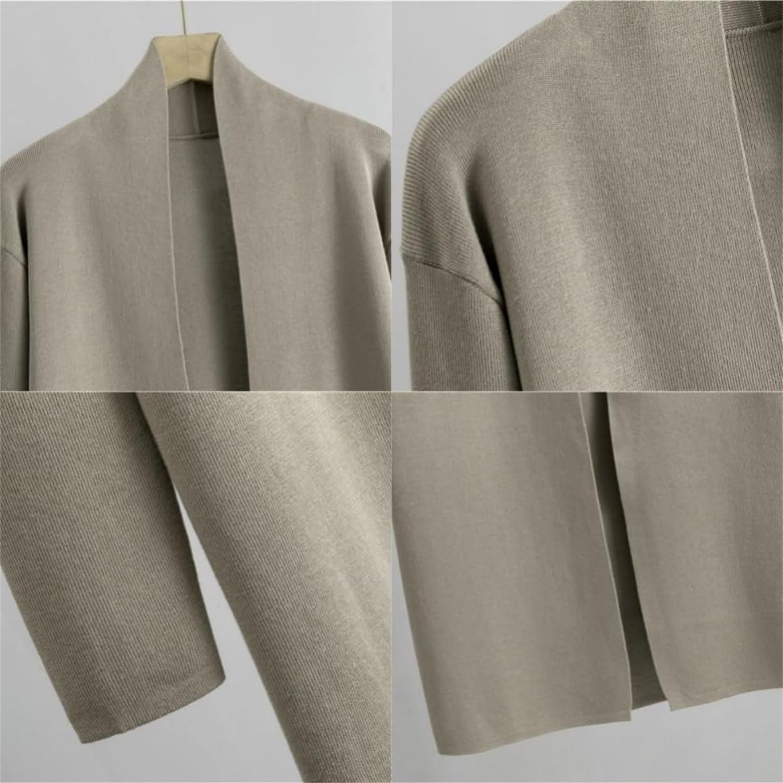 Generisch Set lounge da donna 3 pezzi maglia manica lunga cardigan e pantaloni a gamba larga, canotta senza maniche a collo alto