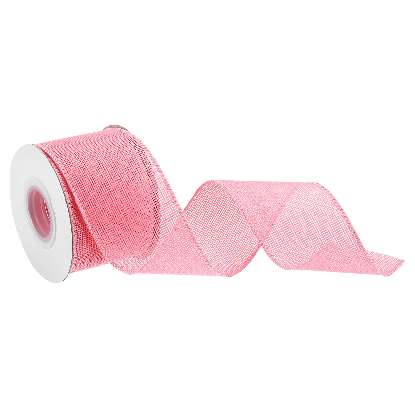 MECCANIXITY Burlap Ribbon Fabric Wired Edge Ribbons Pink 2-1/2 Inch x 10 Yard Wired Ribbon for Gift Wrapping, Bow, Wreath, Christmas Tree, Flower