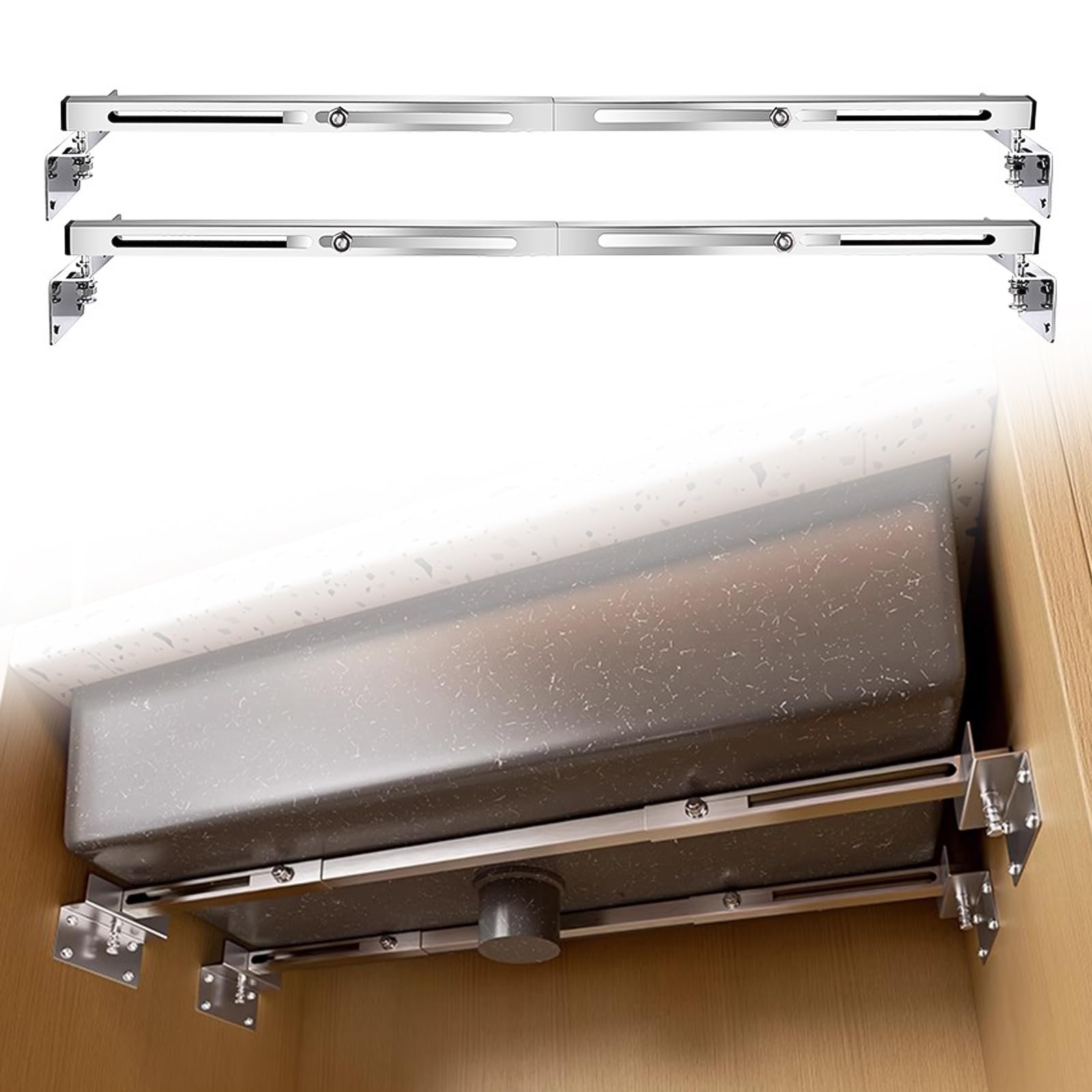 Supports d'évier réglables en acier inoxydable pour évier de cuisine lourd, supports d'évier encastrés, capacité de charge de 200 kg, supports d'évier encastrés (51-80 cm)