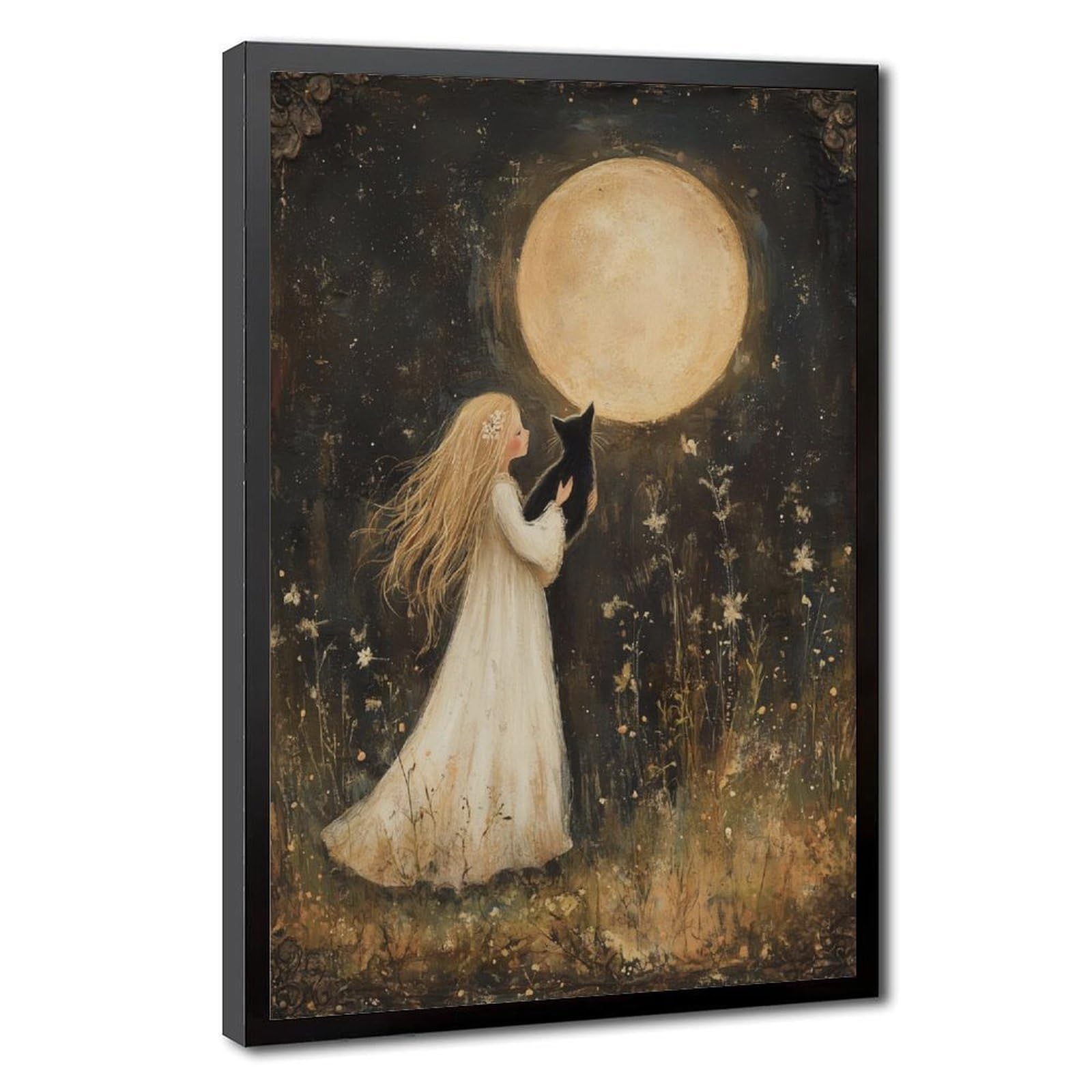 Bareronor Whimsical Cat Poster Canvas Poster Bedroom Decor Landscape Office Room Decor Gift 24" L X 36" W