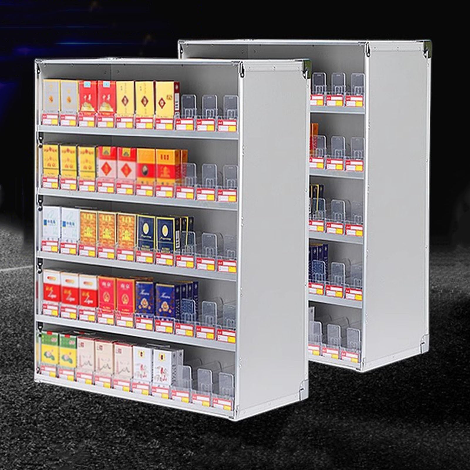 XPLKQXE Portasigarette Rettangolare, Espositore per Sigarette con Spingisigarette Automatico, Espositore Portatile per Scatole di Fiammiferi, Scaffale Organizzatore(45x29x93cm)