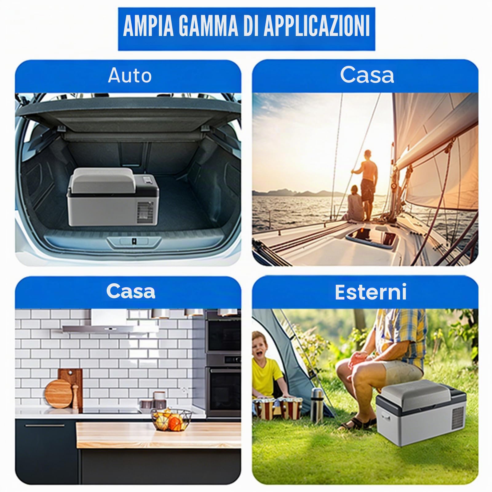 Frigorifero Portatile Auto 12V, Frigo Compressore da Campeggio -20℃~20℃, Mini Congelatore per Auto Camper SUV e Viaggi, Raffreddamento Rapido per Bevande, Alimenti e Outdoor