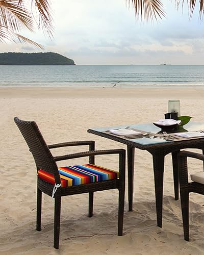 Miniatura 4 de Patio Cushion Covers Replacement Outdoor Pillow Covers ONLY Orange Mexican Stripes Waterproof Zippered Slipcovers for Wicker Furniture Cushions