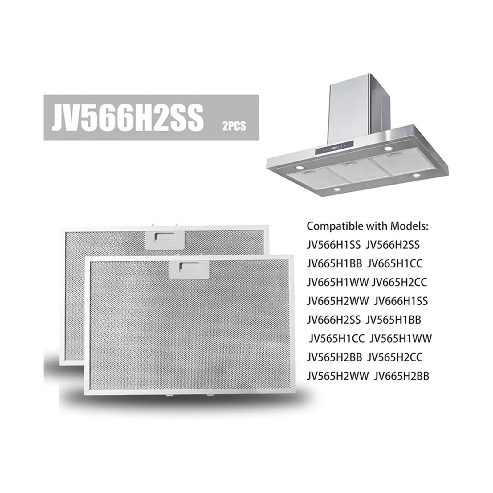 Filtre À Graisse WB02X24871, 2 Pièces, Pièce De Rechange Compatible for GE, Hotte De Cuisine JV566H1SS JV566H2SS JV565H2CC