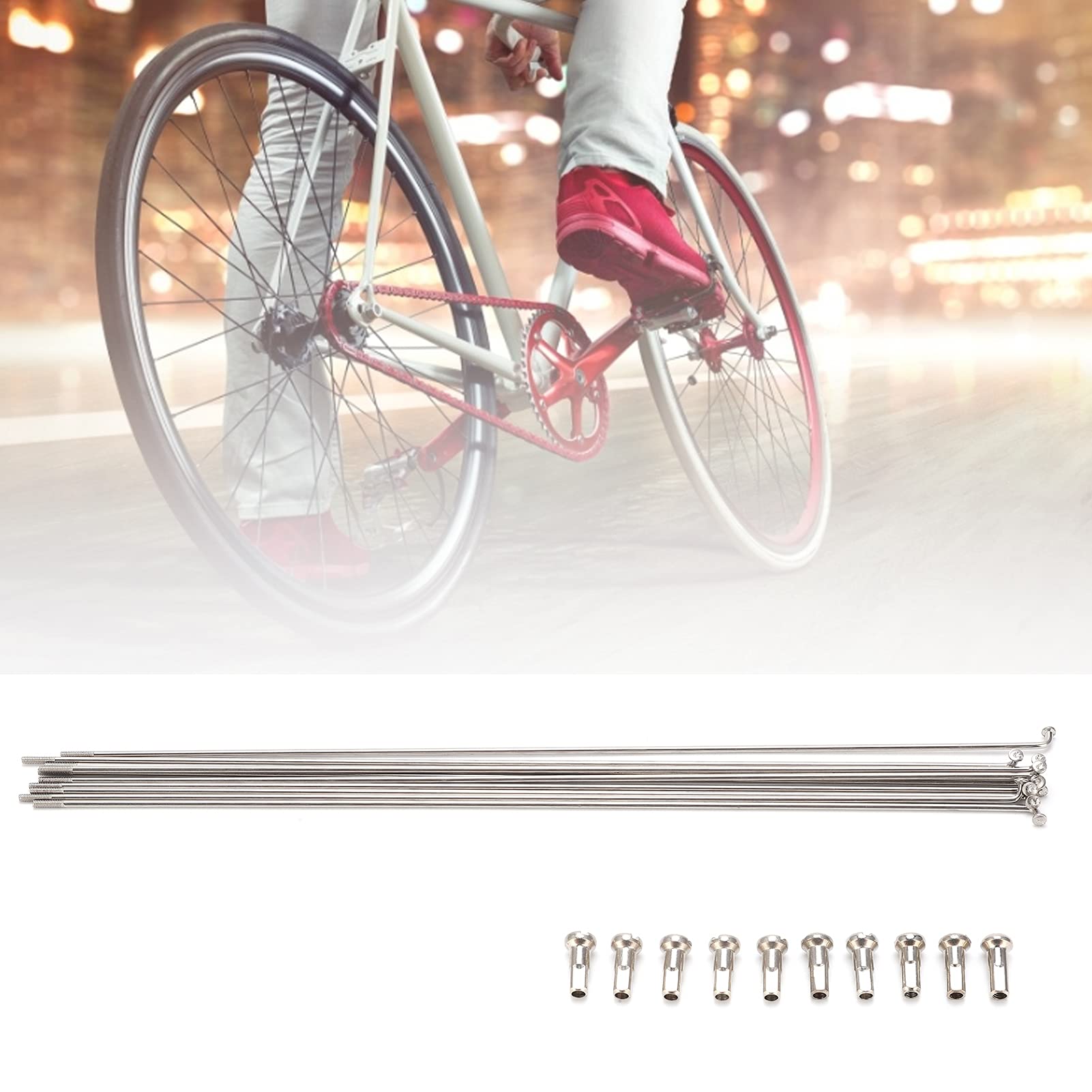 Keenso 220 mm / 245 mm / 270 mm stal nierdzewna szprychy rowerowe 14 G J Bend szprychy rowerowe z sutkami do rowerów szosowych górskich downhill bike