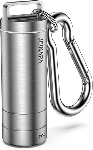 JEINAPA - Llavero pequeño para píldoras de titanio impermeable mini pastillero portátil de bolsillo para pastillas contenedor de pastillas de