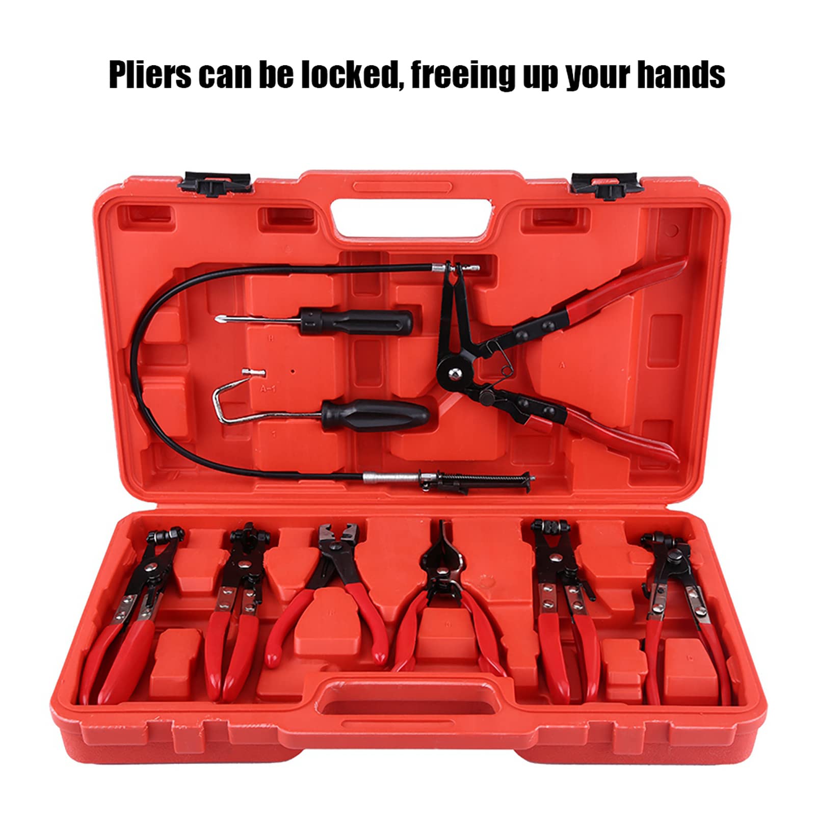Dioche Set Jaw Juego de 9 Alicates de Abrazadera de Manguera Flexible con Mandíbula y Banda en ángulo, Herramientas Automotrices para Reparación de Automóviles, Fácil Instalación y Extracción