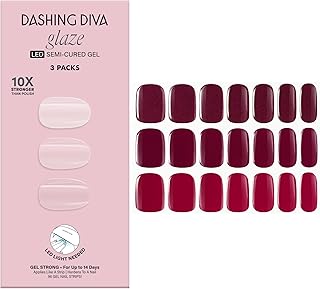 Glaze Nail Strip 3-in-1 Kit - Best of Reds - Long Lasting, Chip Resistant, Semi-Cured Gel Nail Strips - Contains 96 strips, 3 prep pads, 3 manicure sticks, 1 nail file
