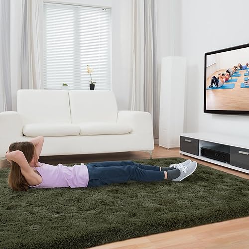 Miniatura 50 de Toneed Alfombra esponjosa para dormitorio, sala de estar, 6 x 9 pies, color beige, alfombra lanuda súper suave y moderna, alfombra de felpa mullida