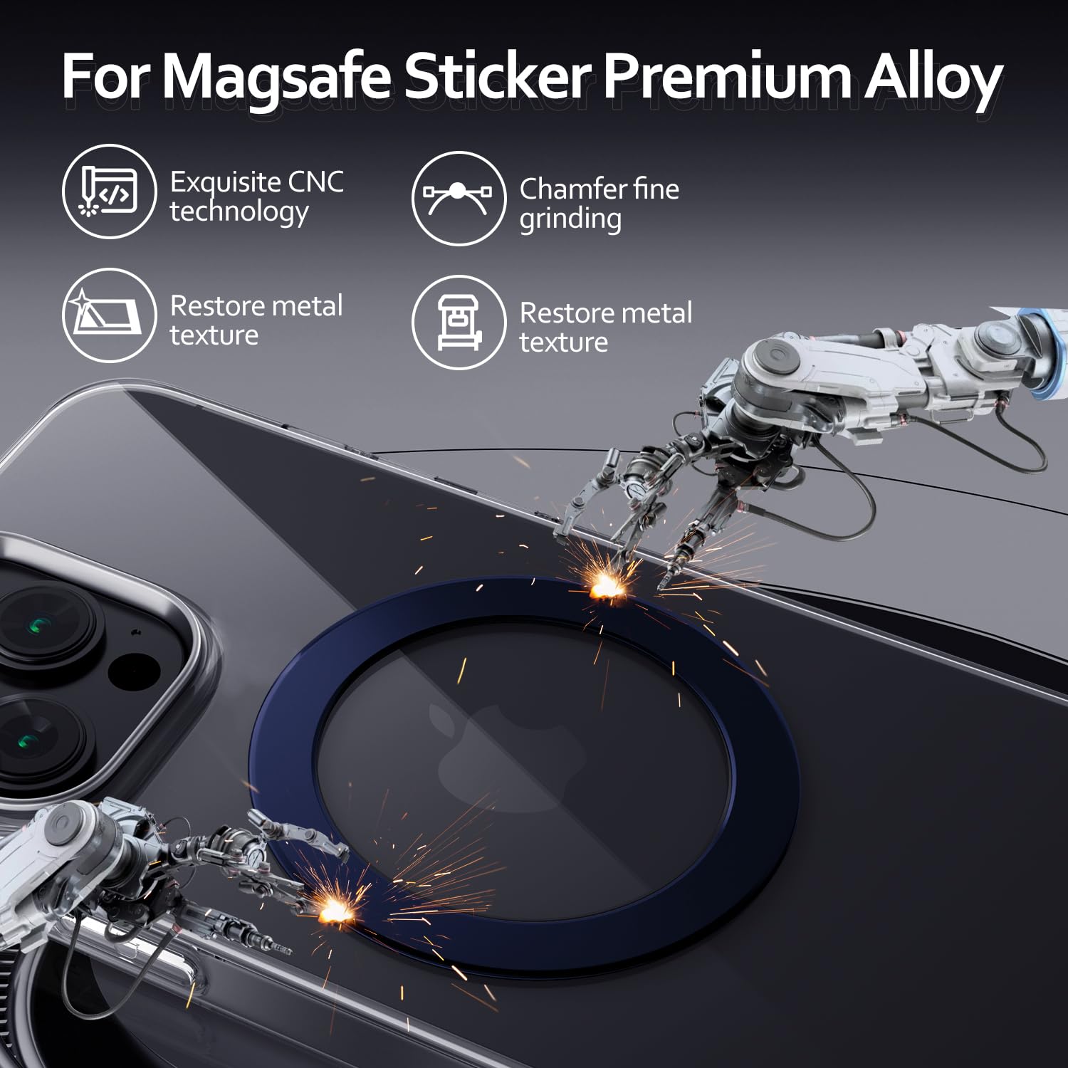 KISMER Magnetic Ring Sticker for Magsafe Phone Magnet 2 pack, Upgrade Bulit-in Magnet for Wireless Charging, Car Holder, Universal Conversion MagSafe Adapter Kit, 2 Pack (Blue - Ti)