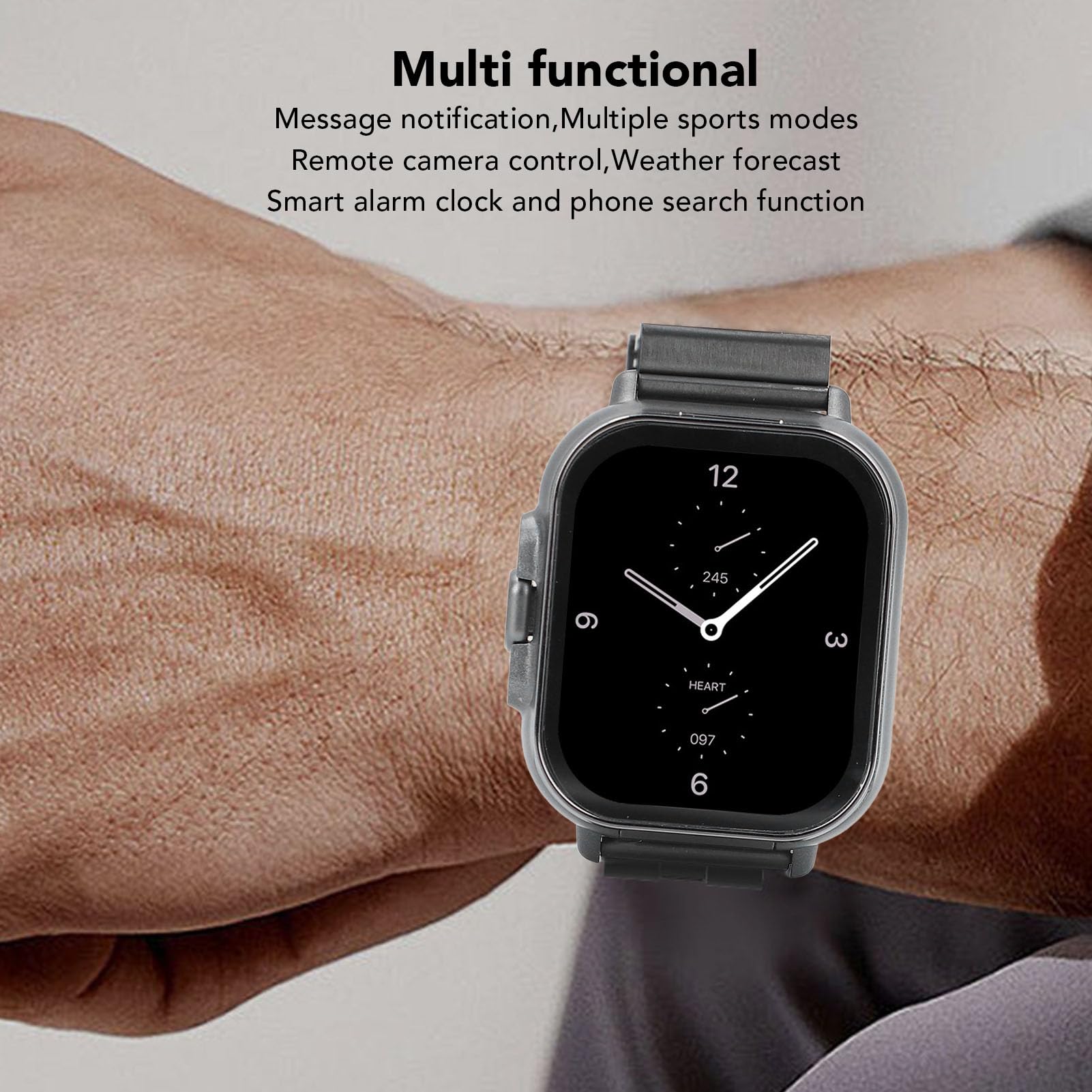Montre Connectée 2 en 1, avec écouteurs, Prise en Charge des Modes Sportifs NFC, Longue Durée de Vie de la Batterie, pour Téléphones, 5.3 (Coque Noire (Acier Noir))