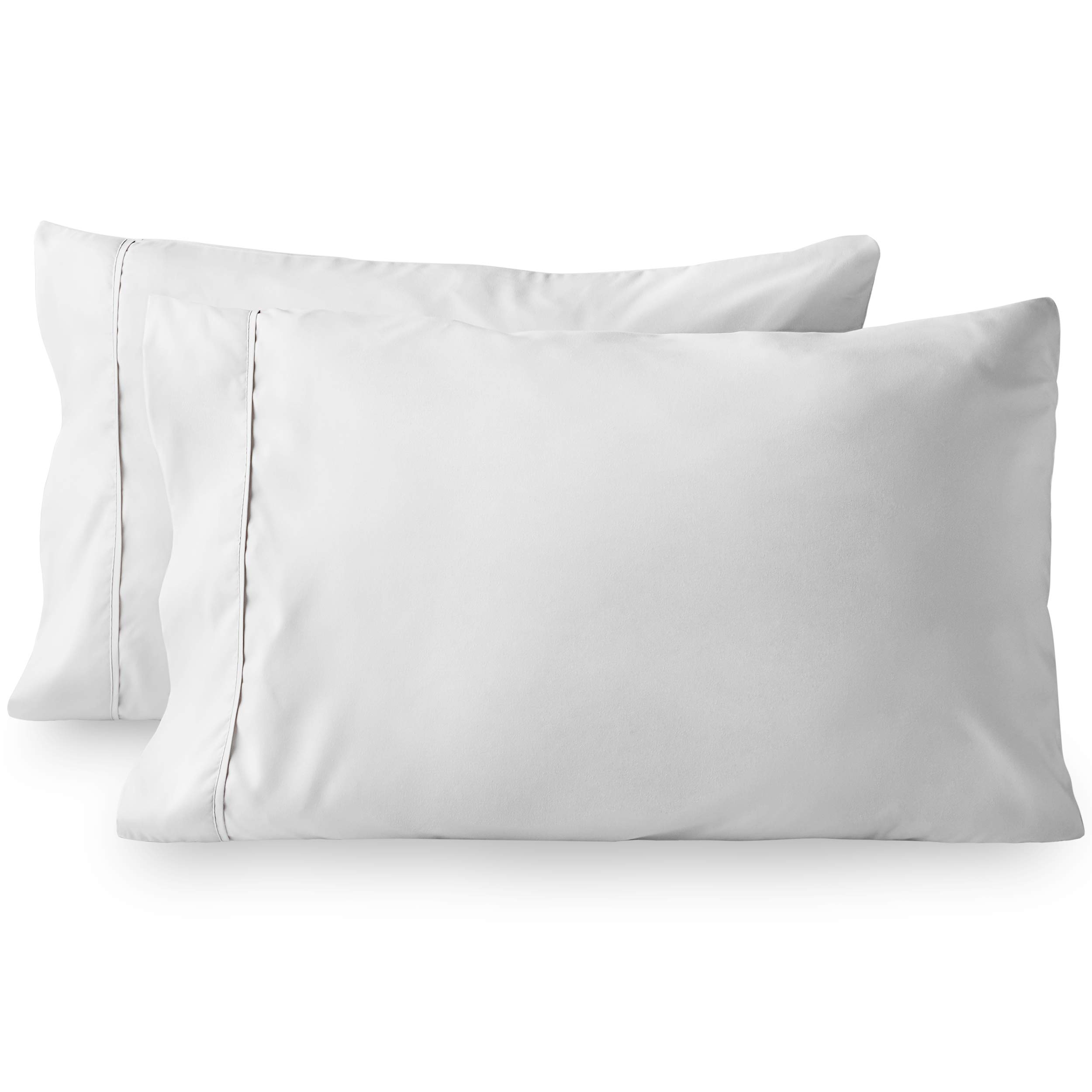 Bare Home Microfiber Pillow Cases - Standard/Queen Size - Cooling Pillowcases - Double Brushed - 2 Pack - Easy Care ( Pillowcase Set of 2, White)
