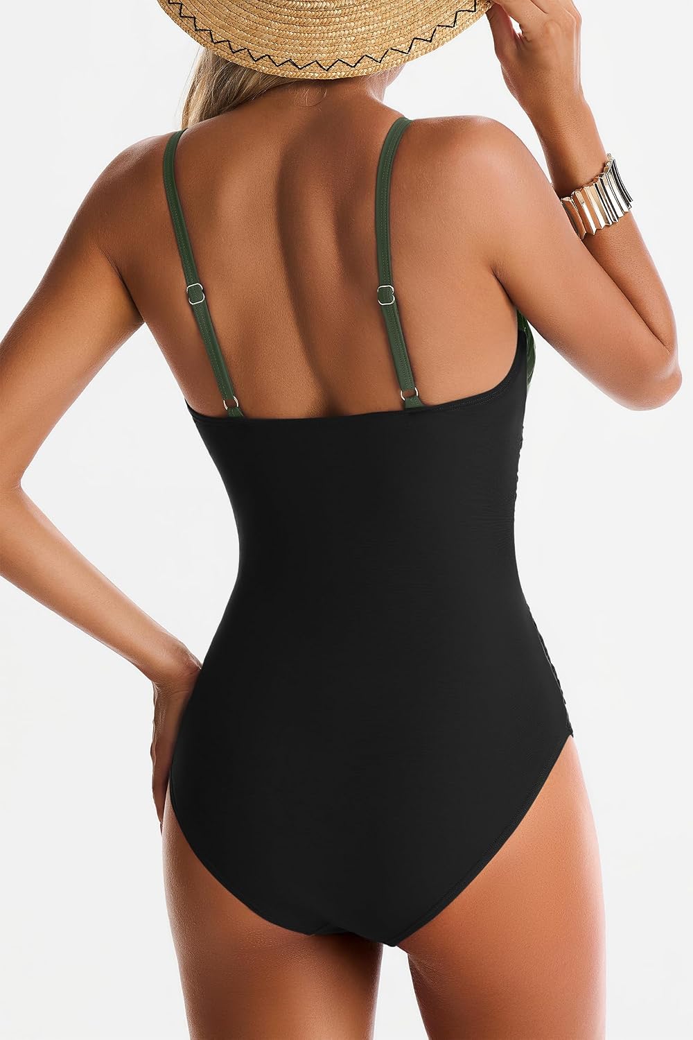One Piece Swimsuit for Women Tummy Control Mesh Bathing Suits Sexy Push Up Swimsuits Slimming Square Neck Swimwear