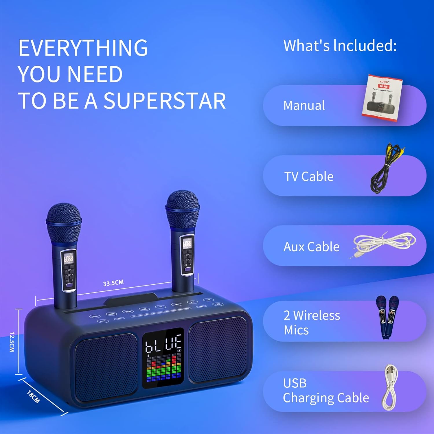 SDRD®︎Karaoke Speaker Manual SD-318 RUBEHOOW SD-318 Portable Bluetooth PA Karaoke System User Manual
