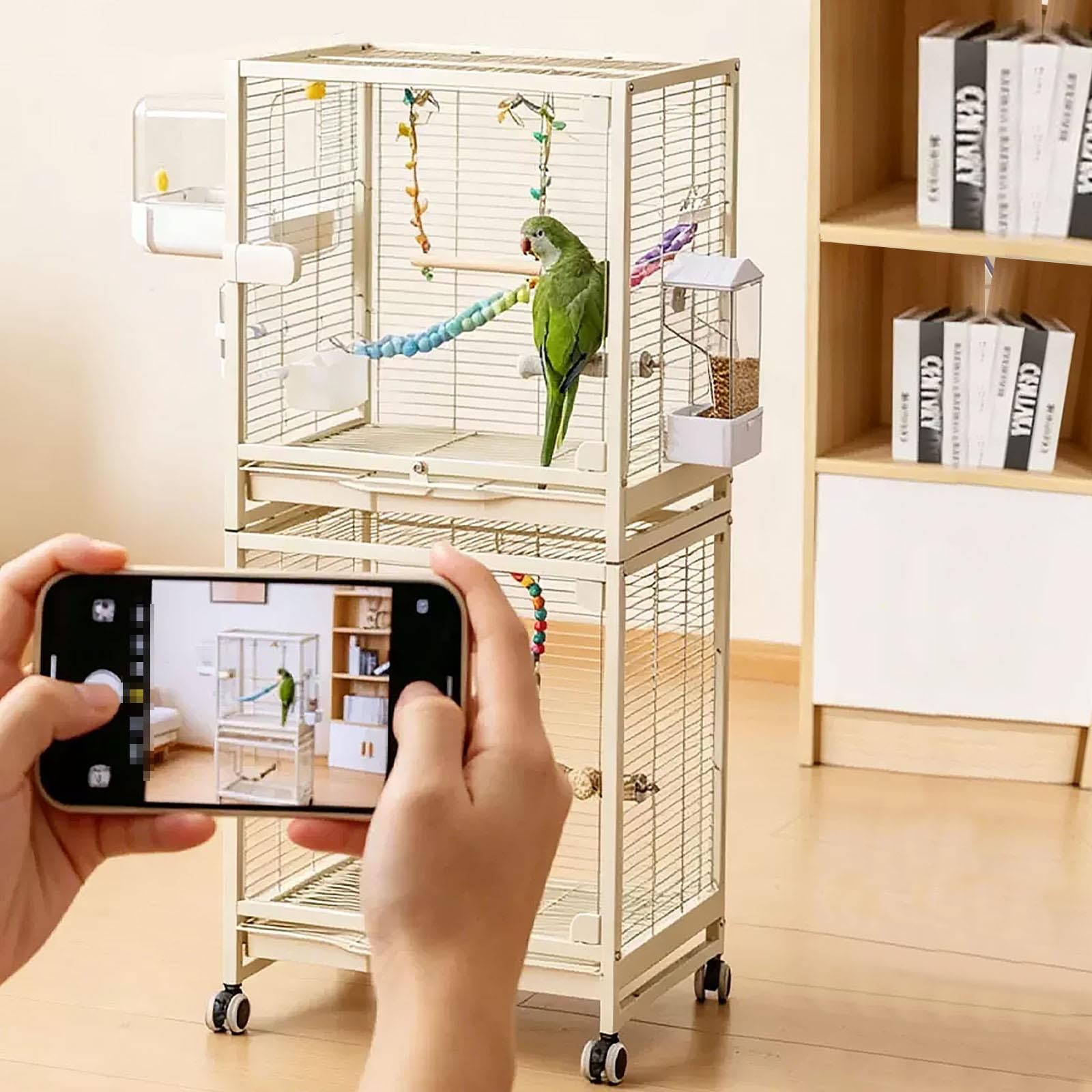 Stapelbarer Vogelkäfig Gehärtetes mit Horizontalem Draht für Sittiche