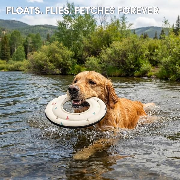 OllyDog Mini Super Flyer, Dog Flying Disc – Floating Fetch Toy, Soft on Teeth, Eco-Friendly Recycled Material, Lightweight, for Small & Medium Dogs (Terrazzo, 9") by OllyDog - Used condition - Image 2