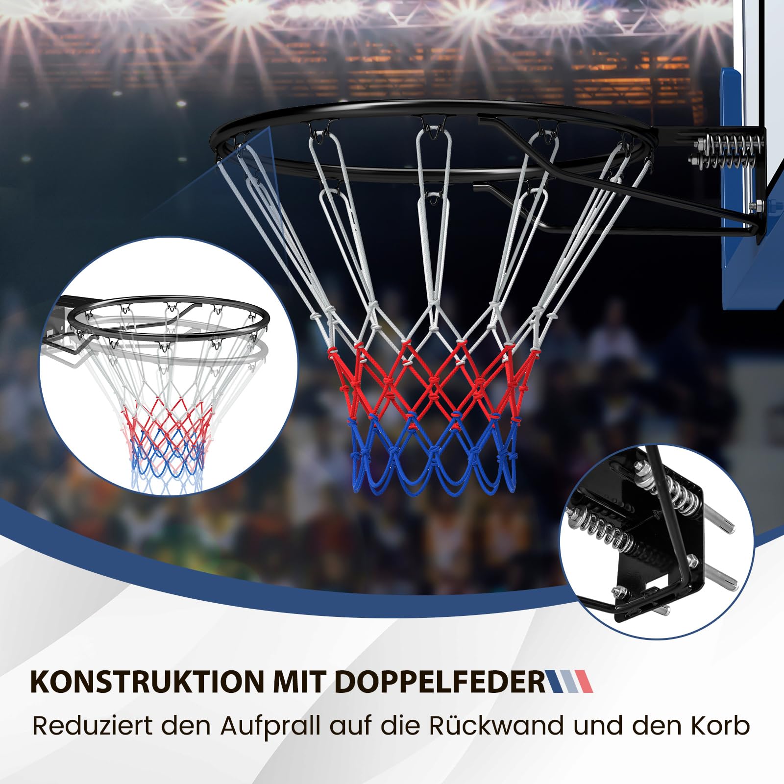 COSTWAY Ø45cm masywny kosz do koszykówki na zewnątrz, mini kosz do koszykówki odporny na warunki atmosferyczne do montażu na ścianie, kosz do koszykówki z obręczą i siatką, kosz do koszykówki na