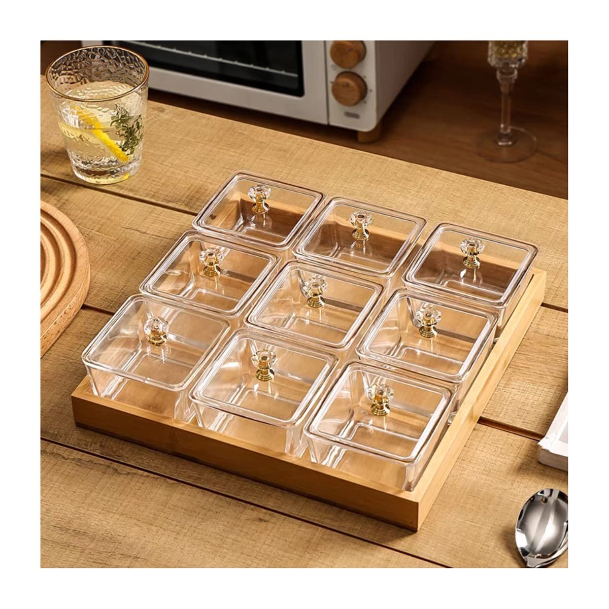Ciotole per Salse 9 snack in vetro a griglia e ristorante for la casa del telaio snack di frutta divisa piatto di frutta secca piatto di piattino che immerge il piattino per Dessert, Marmellata, da Po