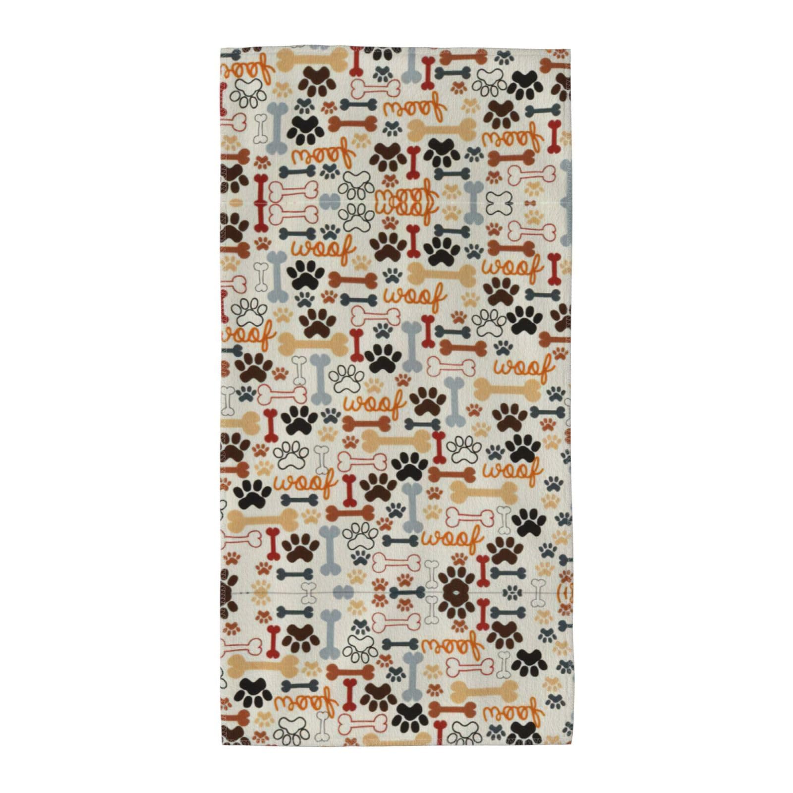 SDEGTHO Dog Bones Paw Prints Soft Absorbent Long Towel For Gym Sports Picnic Leisure Use