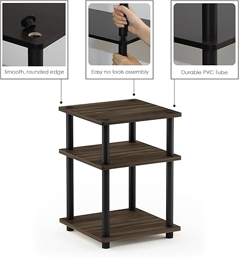 Miniatura 18 de Furinno Turn-N-Tube Mesa auxiliar multiusos de fácil montaje, mesa auxiliar, mesa de sofá, mesita de noche, tubos redondos, madera negra