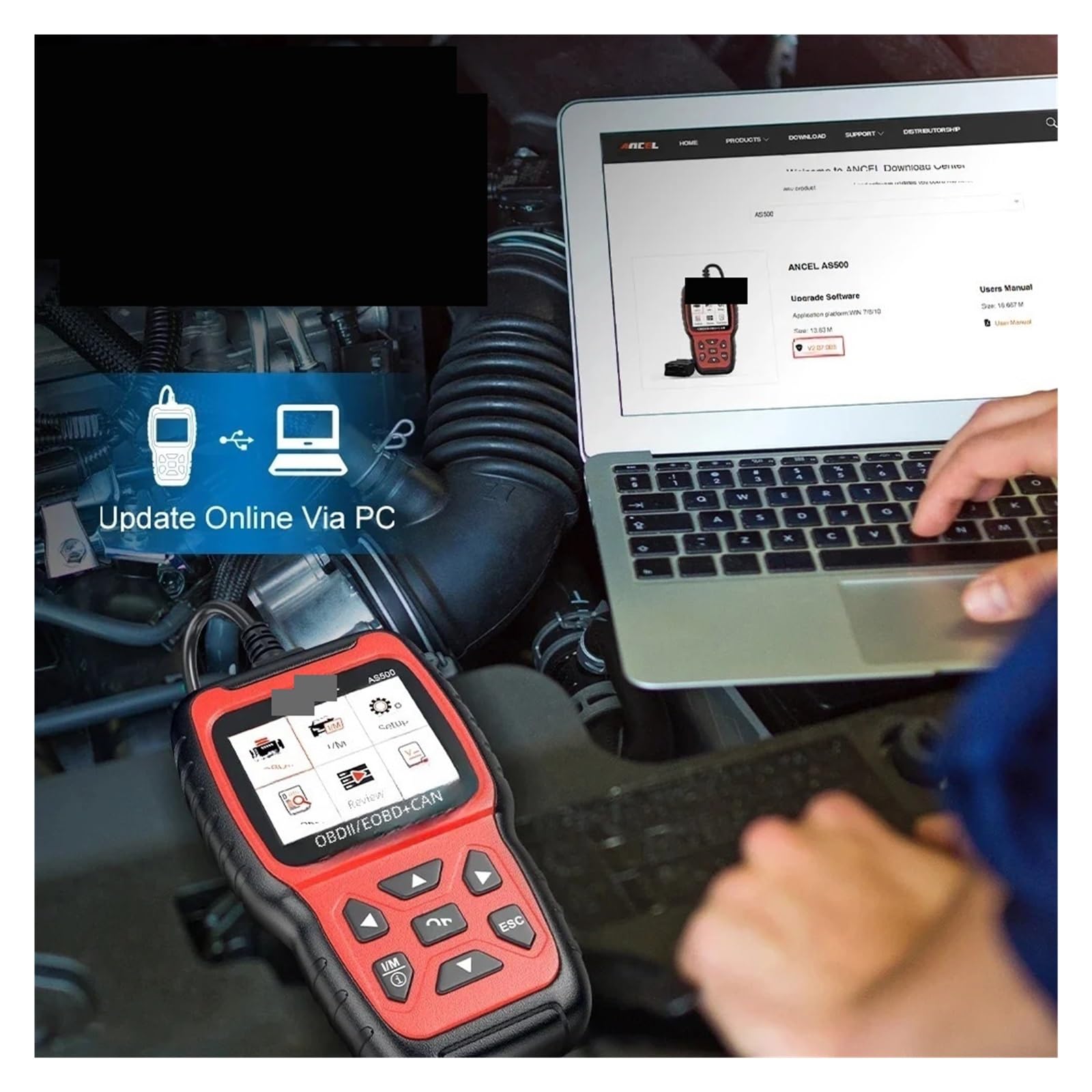 Skaner AS500 OBD2 Czytnik kodów silnika OBD Auto Diagnose Narzędzie diagnostyczne samochodu Skaner samochodowy OBD2