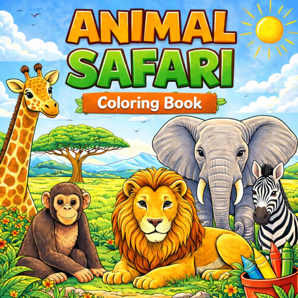 Animal Safari Coloring Book for Kids