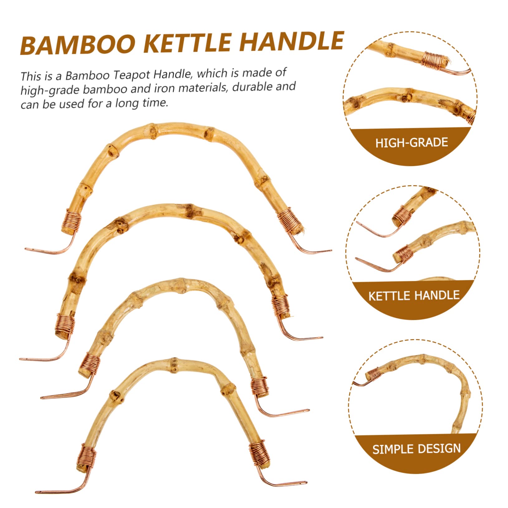 Alipis Accesorios Fáciles de Instalar y Usar para Tetera y Hervidor 4 Piezas de Mango de Bambú para Uso Profesional y Personal en Cocina