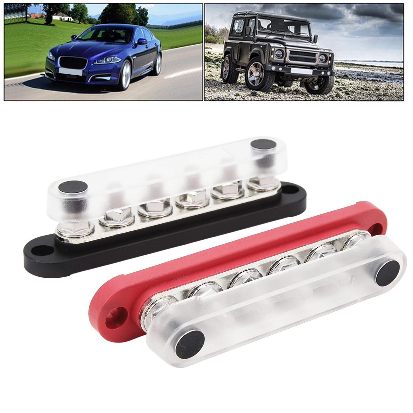 Battery Bus Bar 6 X 5/16in M8 150A 6 Channel Power Distribution Block with Cover Vehicle Solar Systems 12V?48V