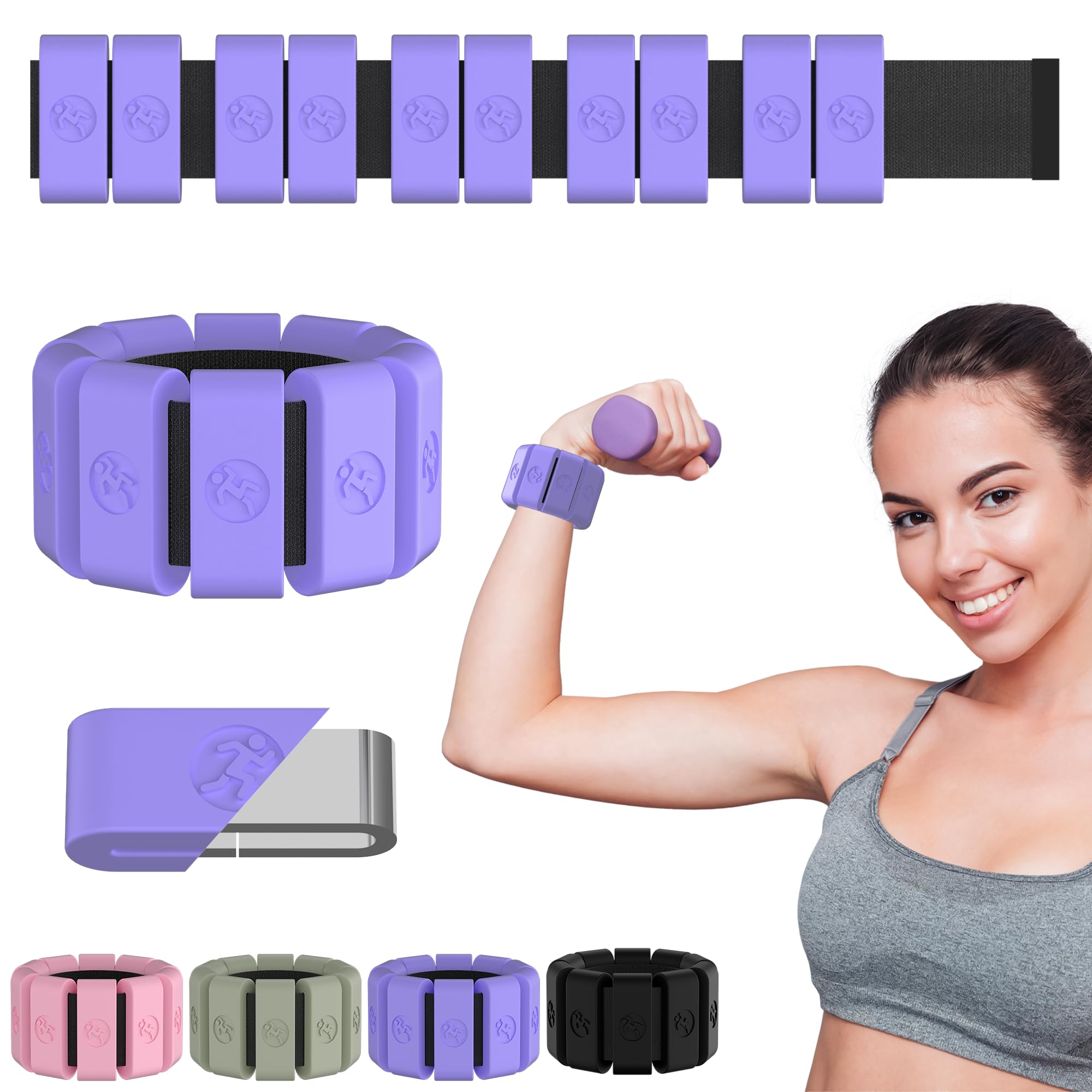 Adjustable Wrist and Ankle Weights for Women Men, Leg Weights for Women 0.75lb-1lb lbs Each for Walking, Yoga, Dance, Barre, Gym 1lb (Lilac)