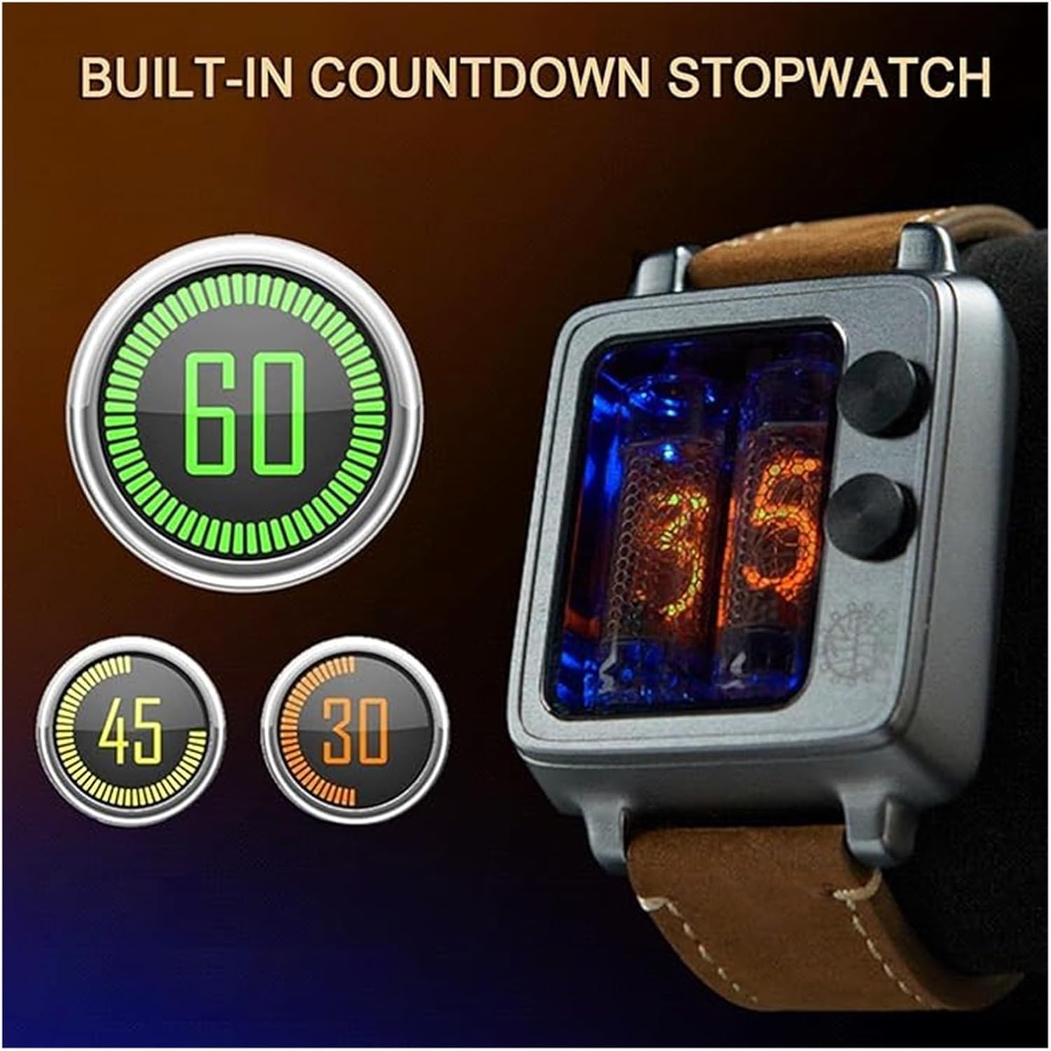 Reloj de pantalla digital con brillo ajustable, función de temporizador y carga inalámbrica
