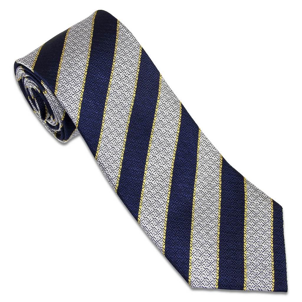 The Regimental Shop Men's Blue/Silver/Yellow Queen's Regit Silk Non Crease Regital Tie
