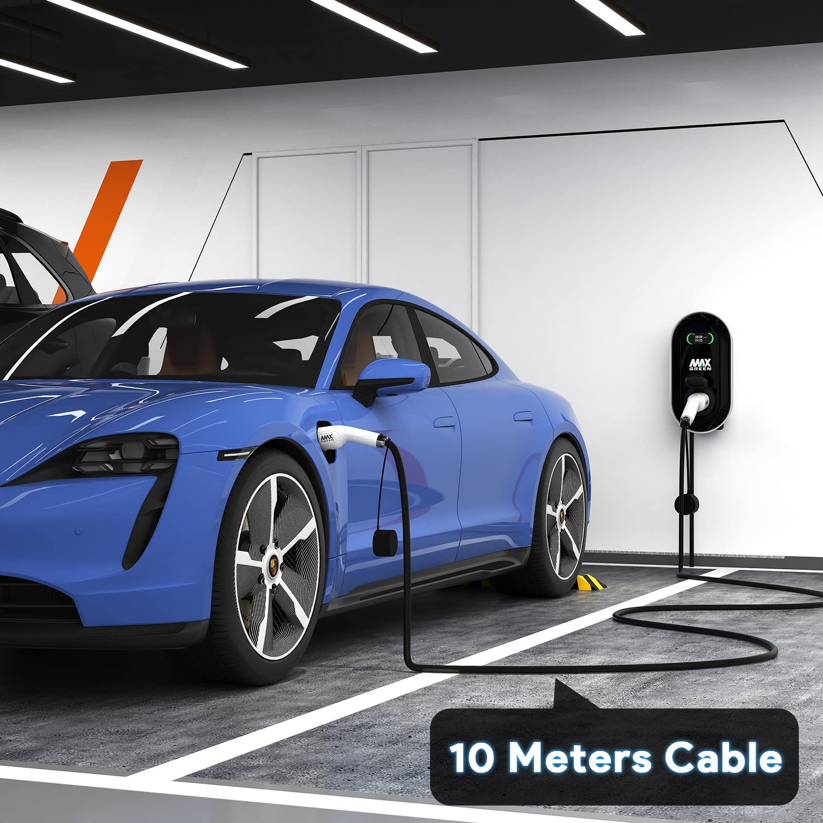 Câble De Recharge EV Type 2 à Type 2 32A 22kW MAX GREEN - 8 Mètres Trois Phases