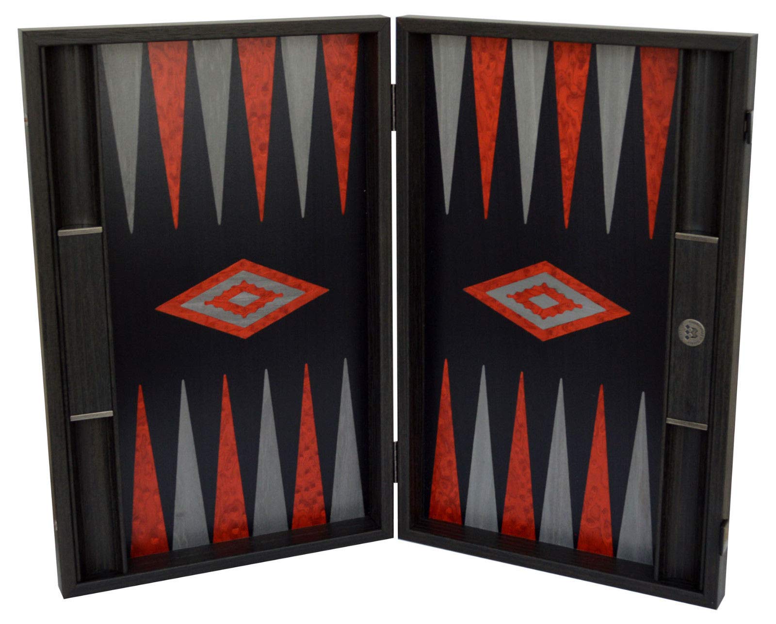Manopoulos Argento And Black Oak Backgammon Set - Hand Made in Greece