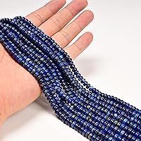 Vista 2 de ICAI Cuentas 4x6mm Naturales Redondas – Cuentas Espaciadoras de Gemas Sueltas para Hacer Joyería DIY (Lapislázuli)