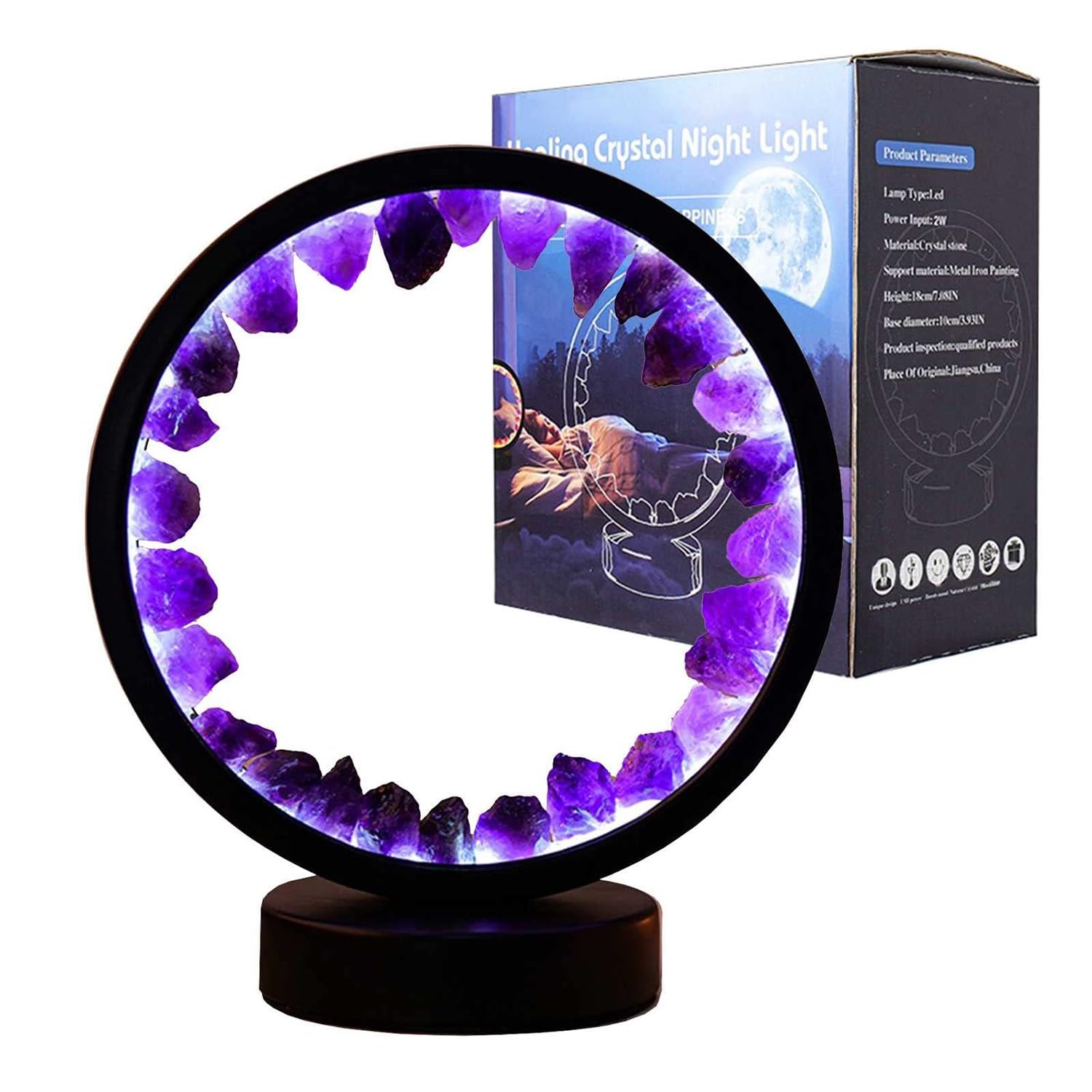 Lampada Da Tavolo In Cristallo, Pietre Grezze Di Ametista Naturale, Cristallo Lampada Da Tavolo Lampada Da Tavolo Ricaricabile Lampada Usb Lampada Decorativa Per Meditazione Regalo