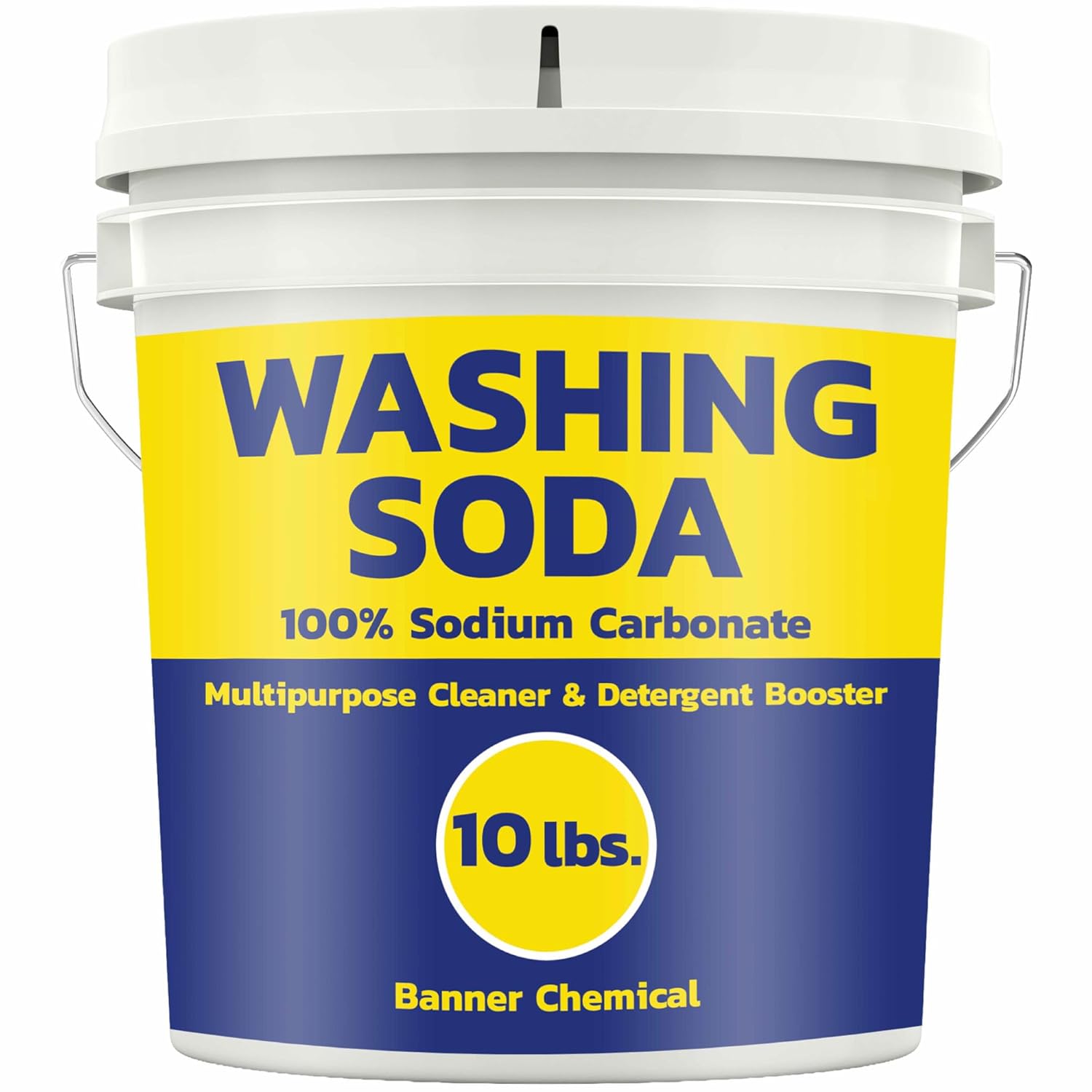 Soda Ash (10 lbs) - 100% Sodium Carbonate - Multipurpose Cleaner, Detergent Booster & pH Adjuster, High Purity for Industrial & Household Use, Made in USA
