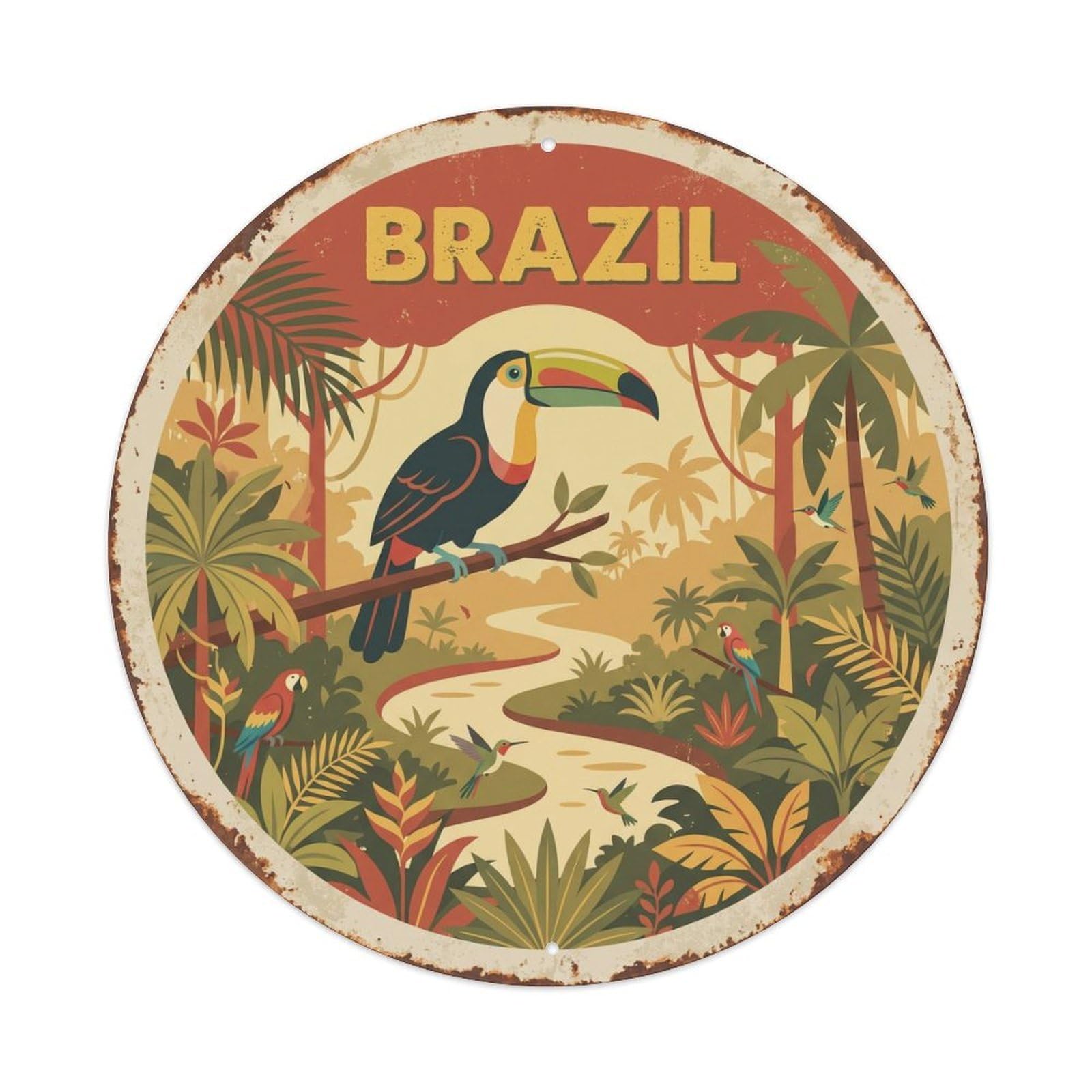 Brazil Toucan Amazon Jungle Metal Tin Sign