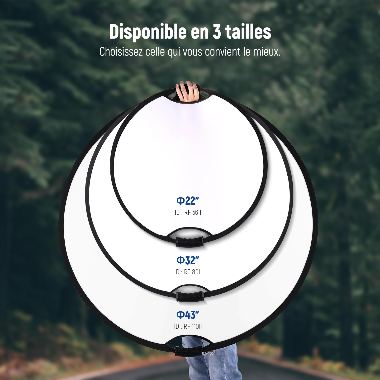 NEEWER 80cm Réflecteur de Lumière,Diffuseur de Lumière Multi-disques Pliable 5 en 1,Translucide/Argenté/Doré/Blanc/Noir,avec Poignées,Filetage 3/8"et Chiffon Nettoyage pour éclairage Extérieur,RF-80II