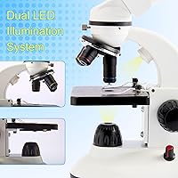 Vista 5 de Microscopio binocular compuesto para niños, adultos, estudiantes, 40X-2000X, kits de microscopio para edición en el hogar, kits de aprendizaje