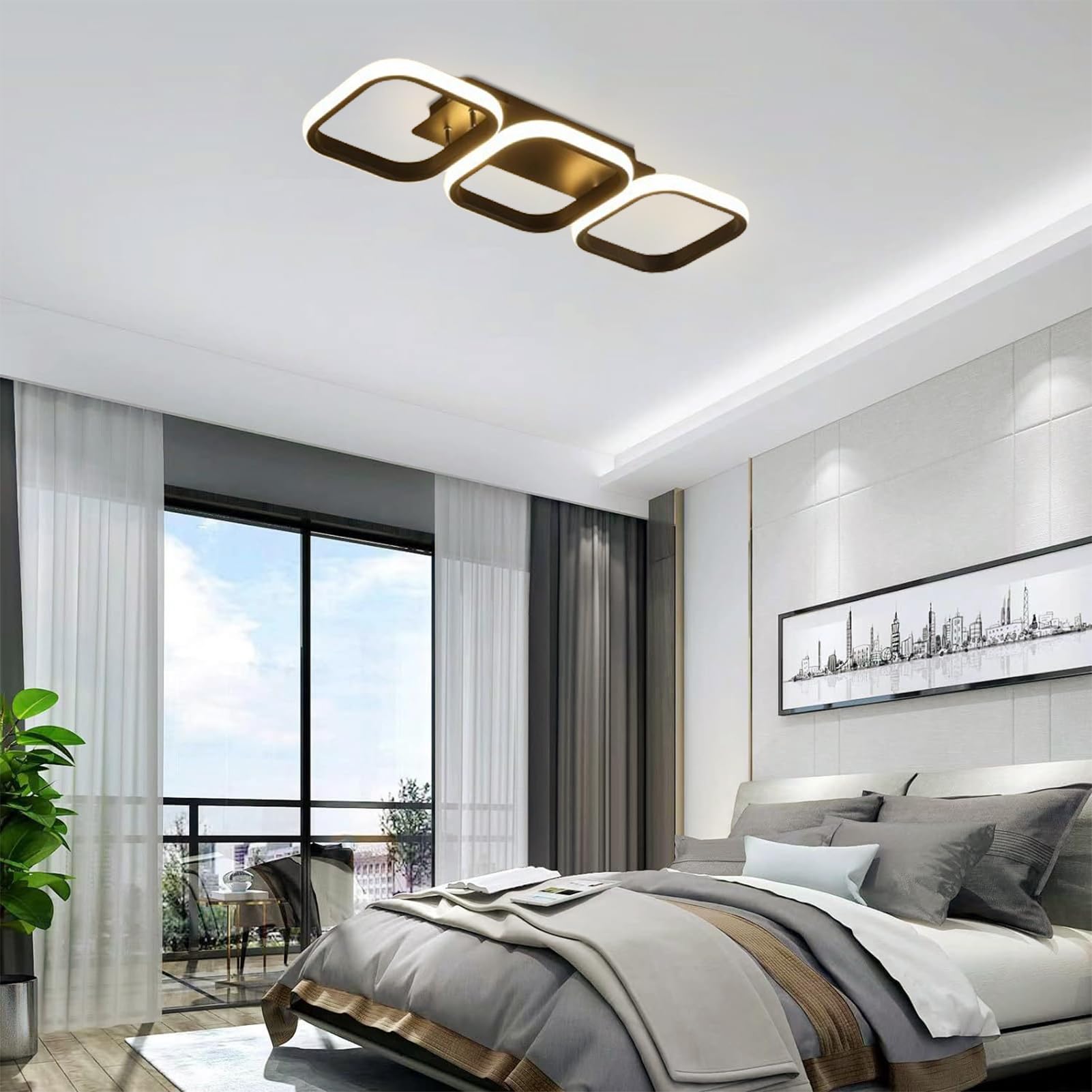 Luz Para Techo Panel LED Ultraplano Con Diseño Geométrico Y Montaje