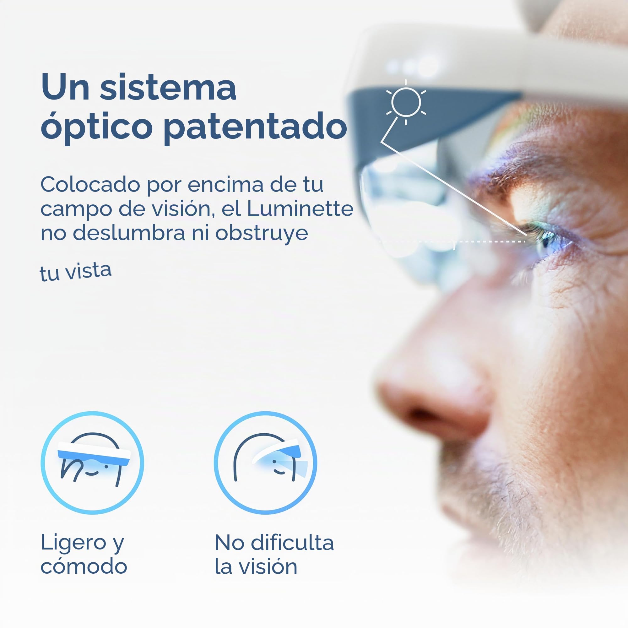 luminette Gafas de Terapia de Luz 3 - Lampara Luminoterapia Portátil para Usar - Luz Blanca Azulada - Alivio Natural para el Sueño, Estado de Ánimo Estacional y Jet Lag - Lámpara Solar (azul)