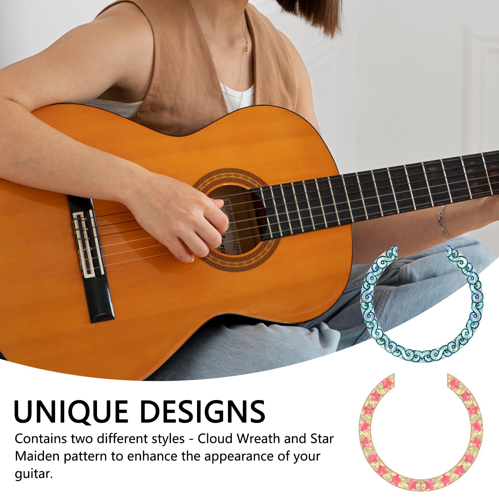 Musiin Guitar sound hole inlaid sticker decal decoration sound hole circle panel decoration personalized decal cloud wreath - Image 4