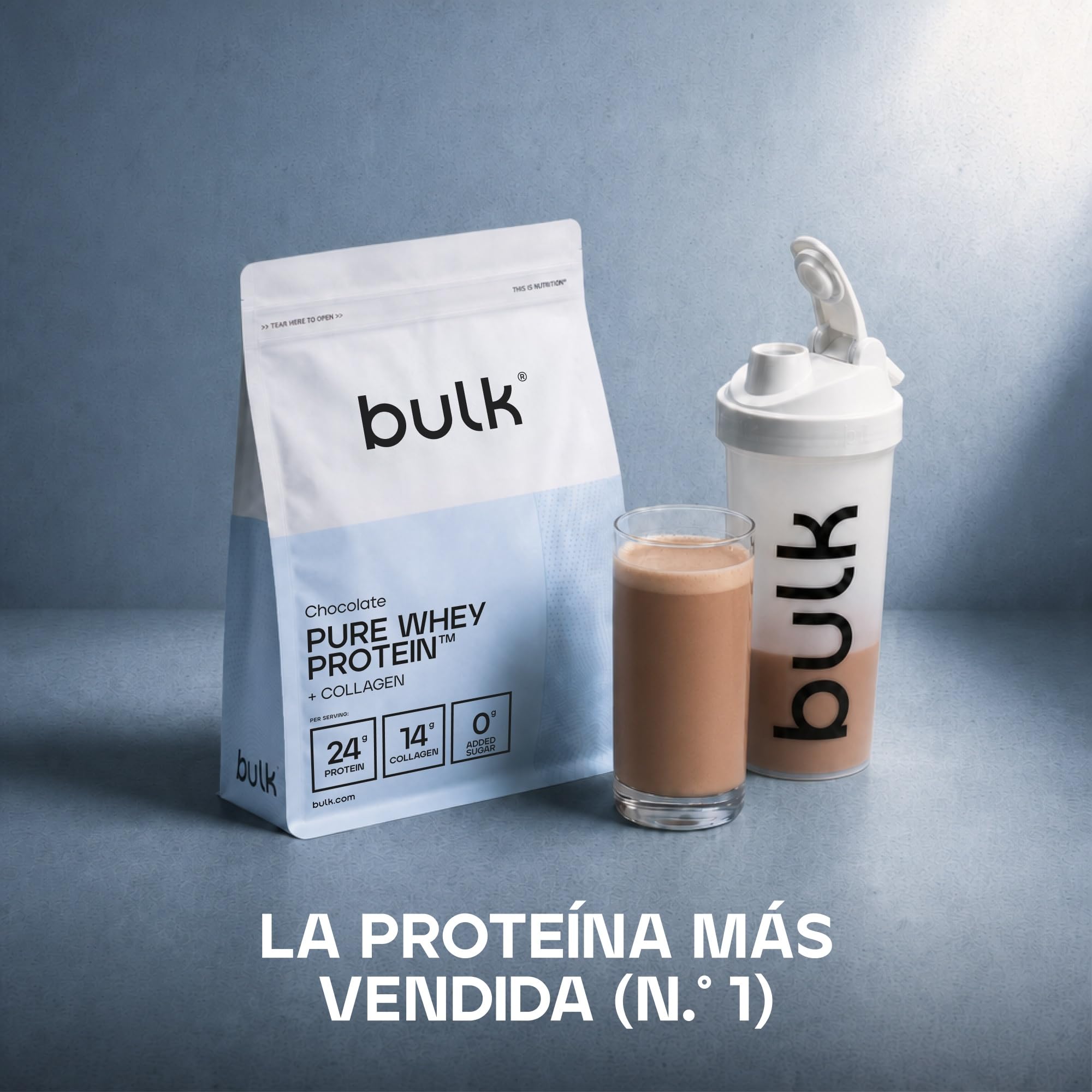 Bulk Pure Whey Protein + Colágeno, Chocolate, 900g